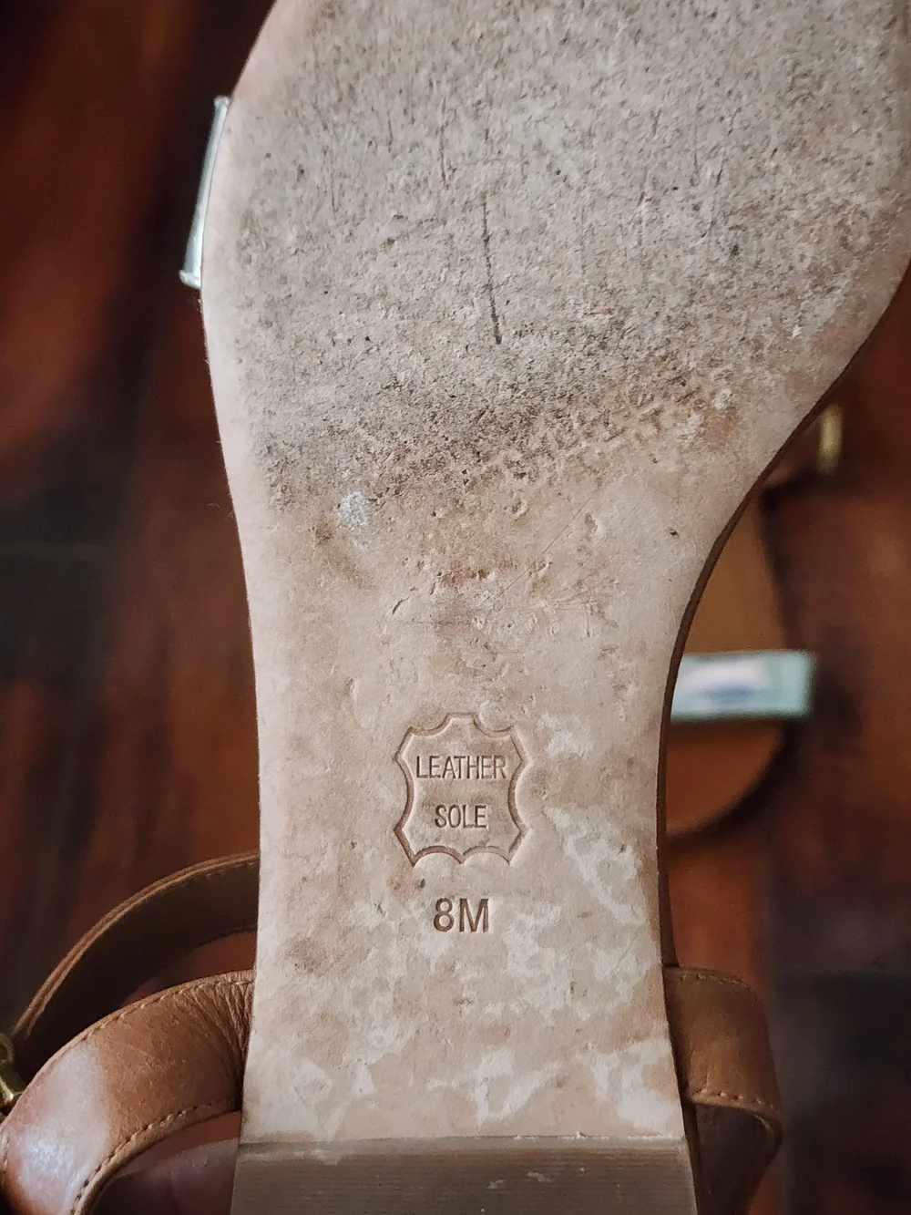 Tory Burch Tan Leather Silver Metallic Strap Sandals Size 8M